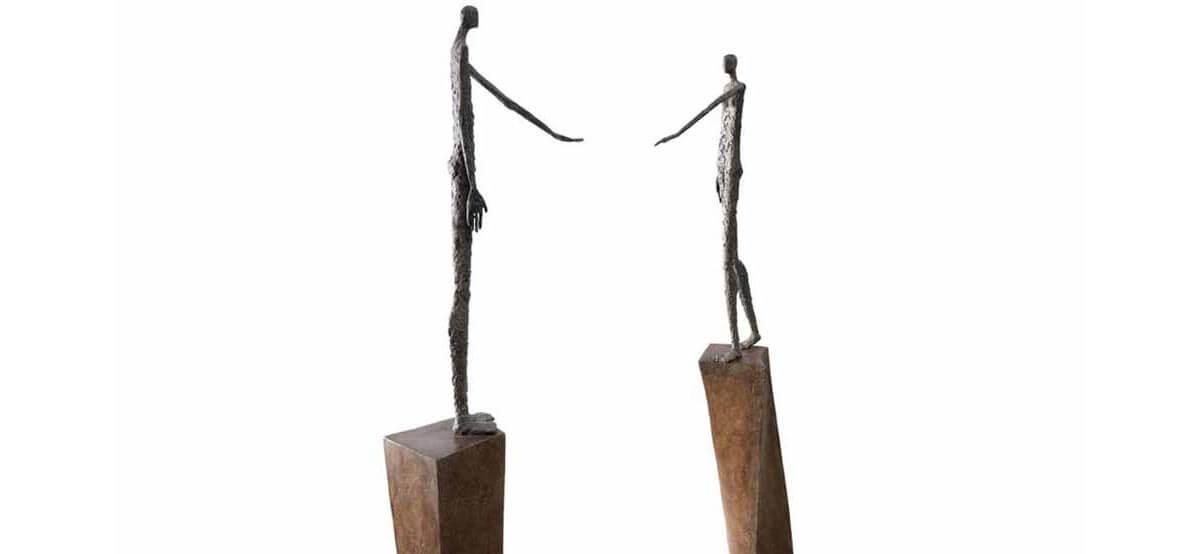 Finding soul mate II bronze sculpture by French sculptor Val - Valérie Goutard - with Sculptureval